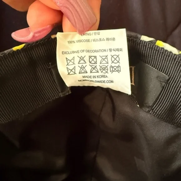 MCM Cubic Logo Allover Print Baseball Cap Hat Black/Gold Size L Adjustable (EUC) - Picture 5 of 5